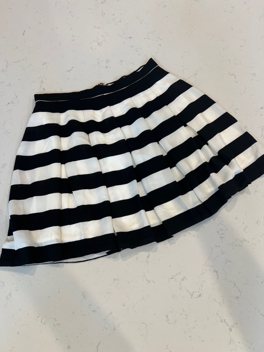 Ro & De Black and White Striped pleated Skirt